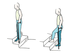 как подняться на лестницу с тростью